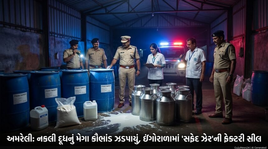 અમરેલી: ખાંભાના ઇંગોરાળા ગામે નકલી દૂધનું Mega કૌભાંડ ઝડપાયું, લોકોના સ્વાસ્થ્ય સાથે ગંભીર ચેડાંનો પર્દાફાશ!