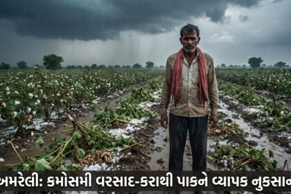 અમરેલીમાં કમોસમી વરસાદ અને કરાનો કહેર: ખેડૂતોના ઊભા પાકને વ્યાપક નુકસાન, સરકારી સહાયની માંગ તેજ | Amreli Unseasonal Rain Devastates Crops