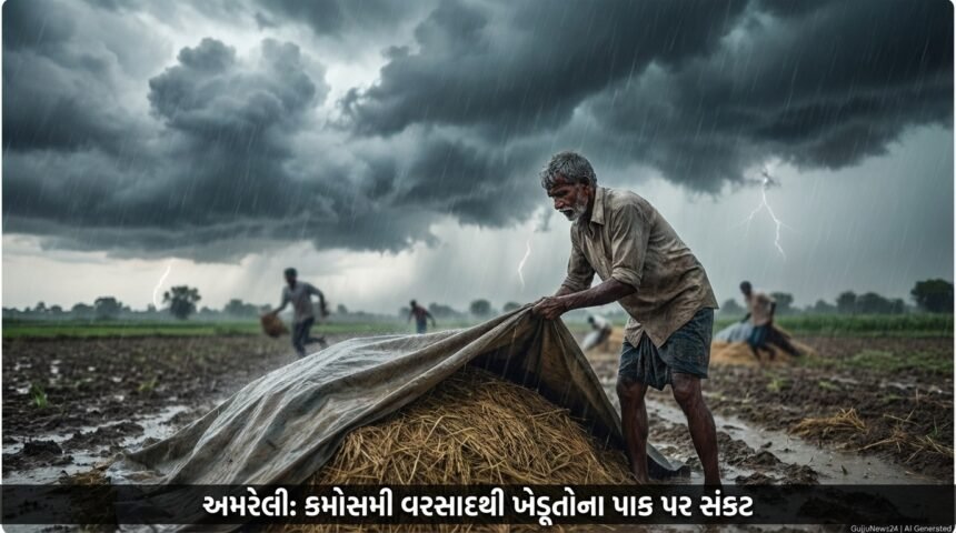 અમરેલીમાં કમોસમી વરસાદનો કાળો કાળ: ૧૮ માર્ચથી ખેડૂતોના જીવ તાળવે ચોંટ્યા, પાક બચાવવા રઝળપાટ | Unseasonal Rain Threatens Amreli Farmers Today