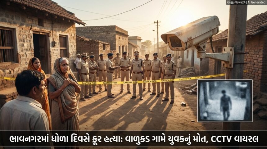 ભાવનગરમાં ધોળા દિવસે ક્રૂર હત્યા: વાળુકડ ગામે યુવકને છરીના ઘા ઝીંકી પતાવાયો, CCTV ફૂટેજ વાયરલ | Bhavnagar Valukad Murder Shocks City