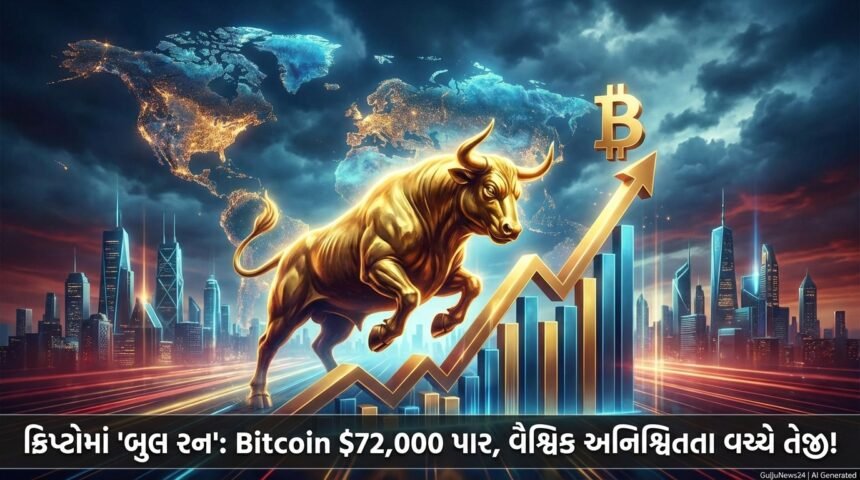 ક્રિપ્ટોકરન્સી માર્કેટમાં 'બુલ રન'નો પ્રારંભ? Bitcoin $72,000ને પાર, વૈશ્વિક અનિશ્ચિતતાઓ વચ્ચે આશાનો નવો સંચાર!