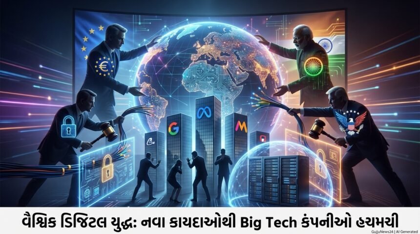 વૈશ્વિક ડિજિટલ સાર્વભૌમત્વની લડાઈ: યુરોપ, ભારત અને અમેરિકાના નવા કાયદાઓથી ટેક કંપનીઓ હચમચી, ડેટા પ્રાઇવસી અને AI ગવર્નન્સનો ભવિષ્ય