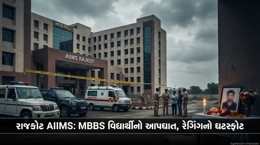 રાજકોટ AIIMSમાં MBBS વિદ્યાર્થીનો આપઘાત: 17 પાનાની સ્યુસાઈડ નોટ અને 5 વિદ્યાર્થીઓની ધરપકડ, રેગિંગનો ઘટસ્ફોટ (Rajkot AIIMS MBBS Student Suicide, 5 Arrested)