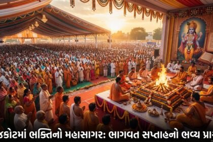 રાજકોટમાં ભક્તિનો મહાસાગર: શ્રીમદ્દ ભાગવત સપ્તાહ જ્ઞાનયજ્ઞનો ભવ્ય પ્રારંભ (Rajkot Bhagwat Saptah Begins)