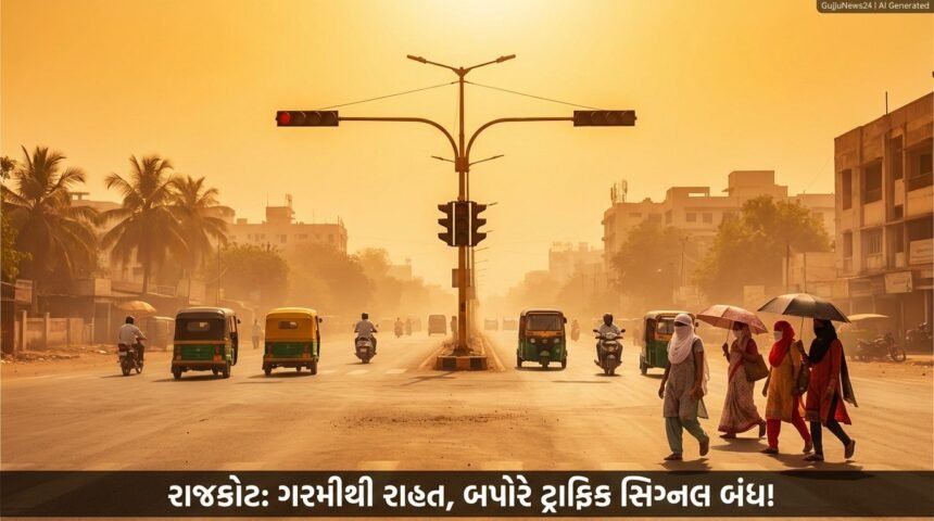 રાજકોટમાં કાળઝાળ ગરમીથી રાહત: બપોરના સમયે ટ્રાફિક સિગ્નલ બંધ (Rajkot Traffic Signals Closed for Heatwave)