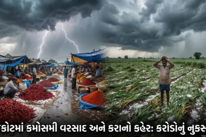 રાજકોટમાં કમોસમી વરસાદ અને કરાનો કહેર: મસાલા માર્કેટ અને ખેતીને કરોડોનું નુકસાન! (Rajkot Unseasonal Rain, Hailstorm havoc)
