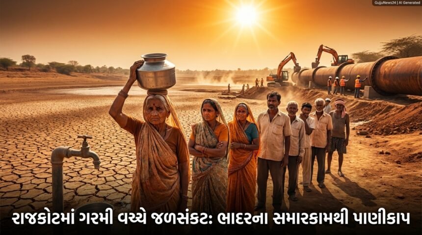 રાજકોટમાં કાળઝાળ ગરમી વચ્ચે જળસંકટ: ભાદર લાઇનના સમારકામના કારણે 5 વોર્ડમાં પાણીકાપ, Rajkot Water Crisis Deepens