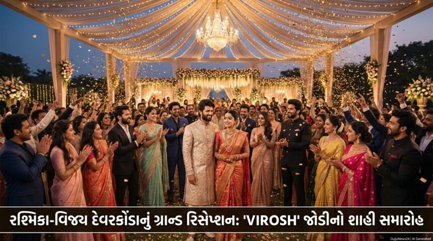 રશ્મિકા-વિજય દેવરકોંડાનું ગ્રાન્ડ Wedding Reception: 'VIROSH' જોડીના શાહી સમારોહમાં સિતારાઓનો મેળાવડો