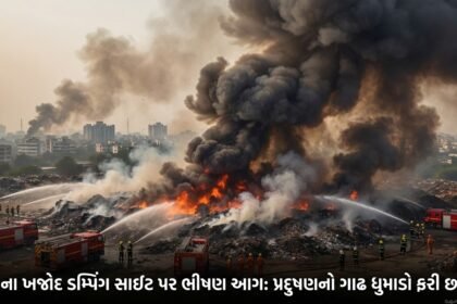 સુરતના ખજોદ ડમ્પિંગ સાઈટ પર ભીષણ આગનો નવો ભડકો: પ્રદુષણના ગાઢ ધુમાડાથી શહેર ઘેરાયું, આરોગ્ય પર ગંભીર ખતરો! | Surat Khajod Dumping Site Fire