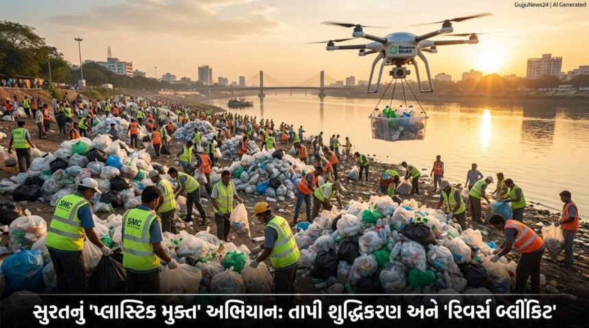સુરતમાં 'પ્લાસ્ટિક મુક્ત અભિયાન': SMC દ્વારા ક્રાંતિકારી પહેલ, તાપી શુદ્ધિકરણ અને 'રિવર્સ બ્લીંકિટ' યોજનાની જાહેરાત | Surat Plastic-Free Drive