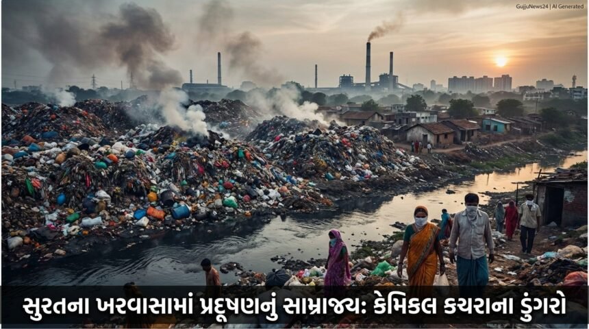 સુરતના સચિન ખરવાસામાં પ્રદૂષણનો રાક્ષસ બેકાબૂ: કેમિકલયુક્ત કચરાના ડુંગરોથી ગ્રામજનોનું જીવન દયનીય, 'Diamond City' ની છબીને કલંક!