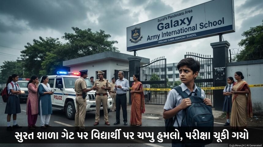 સુરતમાં શાળા ગેટ પર વિદ્યાર્થીને ચપ્પુ મારવાના કેસમાં મોટો ઘટસ્ફોટ: બોર્ડની પરીક્ષા ચૂકેલા વિદ્યાર્થીનો ભાવિ અધ્ધરતાલ | Surat School Violence Shocks City