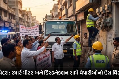 વડોદરામાં MGVCLનો સ્માર્ટ મીટર વિવાદ અને ₹11 કરોડની મેગા ડિસ્કનેક્શન ડ્રાઈવ: વેપારીઓનો ઉગ્ર વિરોધ