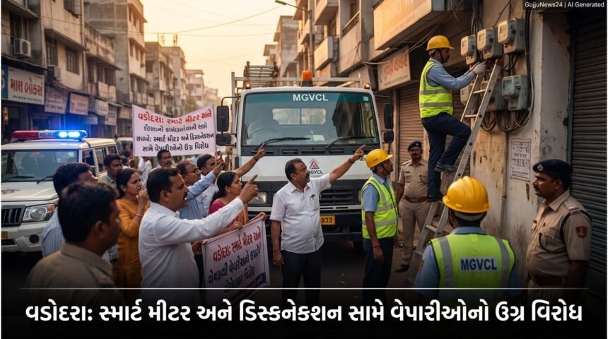 વડોદરામાં MGVCLનો સ્માર્ટ મીટર વિવાદ અને ₹11 કરોડની મેગા ડિસ્કનેક્શન ડ્રાઈવ: વેપારીઓનો ઉગ્ર વિરોધ
