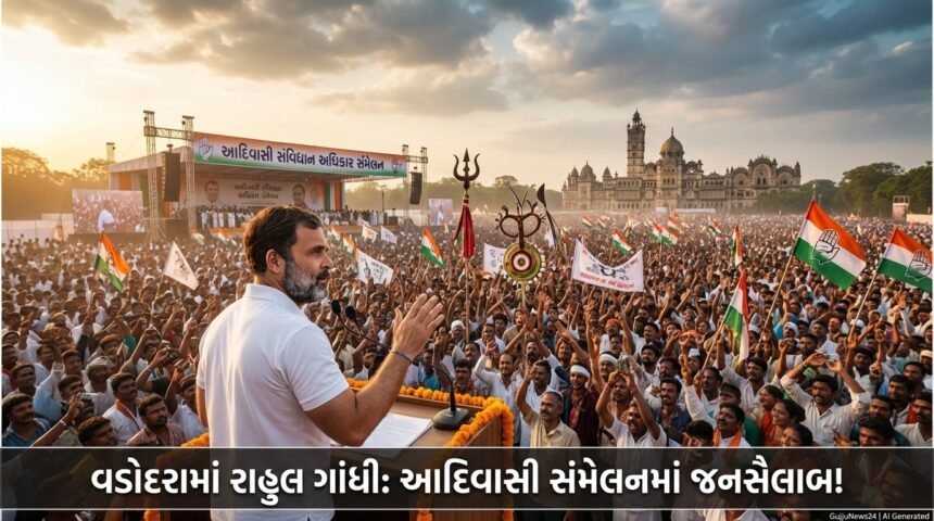 વડોદરામાં રાહુલ ગાંધીની હાજરીમાં 'આદિવાસી સંવિધાન અધિકાર સંમેલન', સ્થાનિક રાજકારણમાં ગરમાવો (Rahul Gandhi Vadodara Visit)