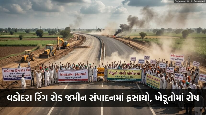 વડોદરા રિંગ રોડના વિકાસને જમીન સંપાદનનો ગ્રહણ: પ્રથમ તબક્કાના 7% કામ અટવાયું, ખેડૂતોમાં રોષ | Vadodara Ring Road Faces Land Acquisition Hurdles