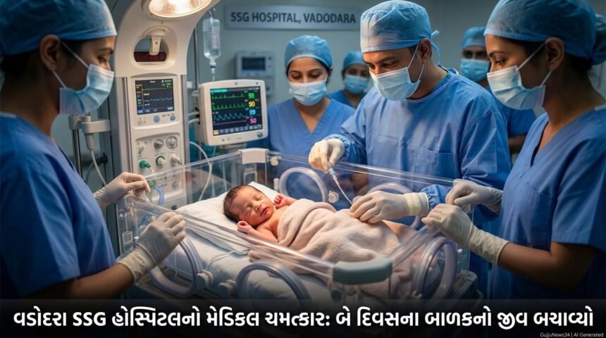 વડોદરા SSG હોસ્પિટલનો મેડિકલ મિરેકલ: બે દિવસના બાળકનો જીવ બચાવી, Pediatric Surgery માં રચ્યો ઈતિહાસ | Vadodara SSG Hospital saves two-day-old infant, creates history in Pediatric Surgery