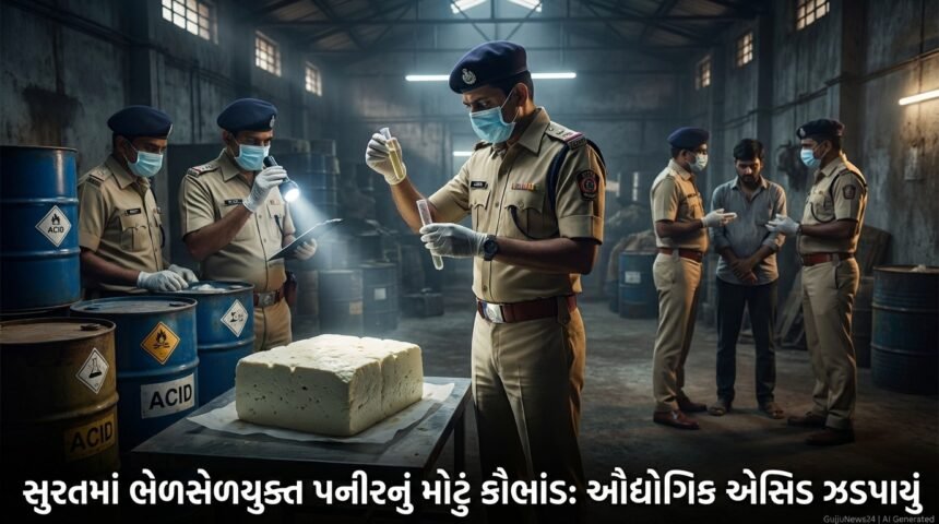 સુરતમાં ભેળસેળયુક્ત પનીરનું મોટું કૌભાંડ ઝડપાયું: ઔદ્યોગિક એસિડના અવશેષો મળતા આરોગ્ય જોખમમાં | Surat Adulterated Paneer Scam Unveiled