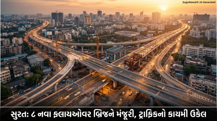 સુરતમાં ટ્રાફિક સમસ્યાનો કાયમી ઉકેલ: ૮ નવા ફ્લાયઓવર બ્રિજને અંતિમ મંજૂરી, વરાછાને મળશે વિશેષ લાભ | Surat New Flyover Projects Approved