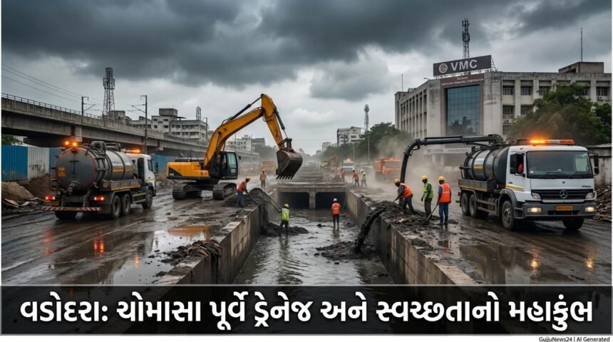 વડોદરામાં ચોમાસા પૂર્વે ડ્રેનેજ અને શહેરી સ્વચ્છતાનો મહાકુંભ: VMCનો સઘન એક્શન પ્લાન | Vadodara Monsoon Preparedness, Drainage Overhaul